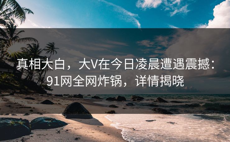 真相大白,大V在今日凌晨遭遇震撼:91网全网炸锅,详情揭晓 真相大白,大V在今日凌晨遭遇震撼:91网全网炸锅,详情揭晓